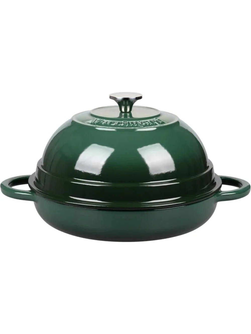 6 Qt Dark Green Cast Iron Enameled Dutch Oven Pot with Lid for Bread Baking Pan